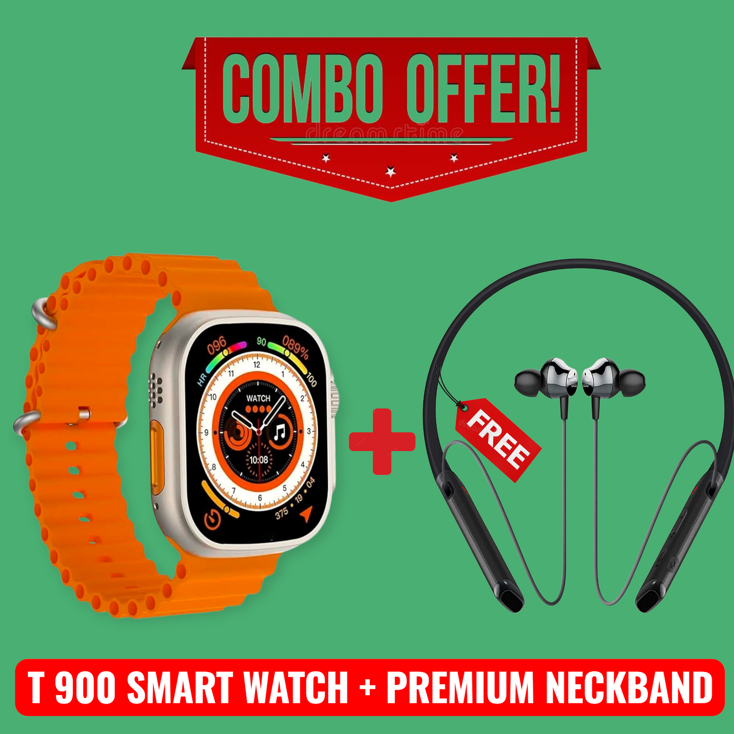 T900 Smart Watch & Neckband Combo – Stylish, Premium, Free Shipping!